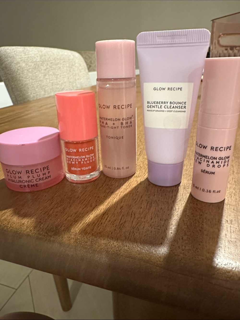 5 Piece Glow Recipe Travel Size Skincare Set, New